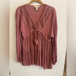 Rachel Zoe Embroidered Boho Blouse M